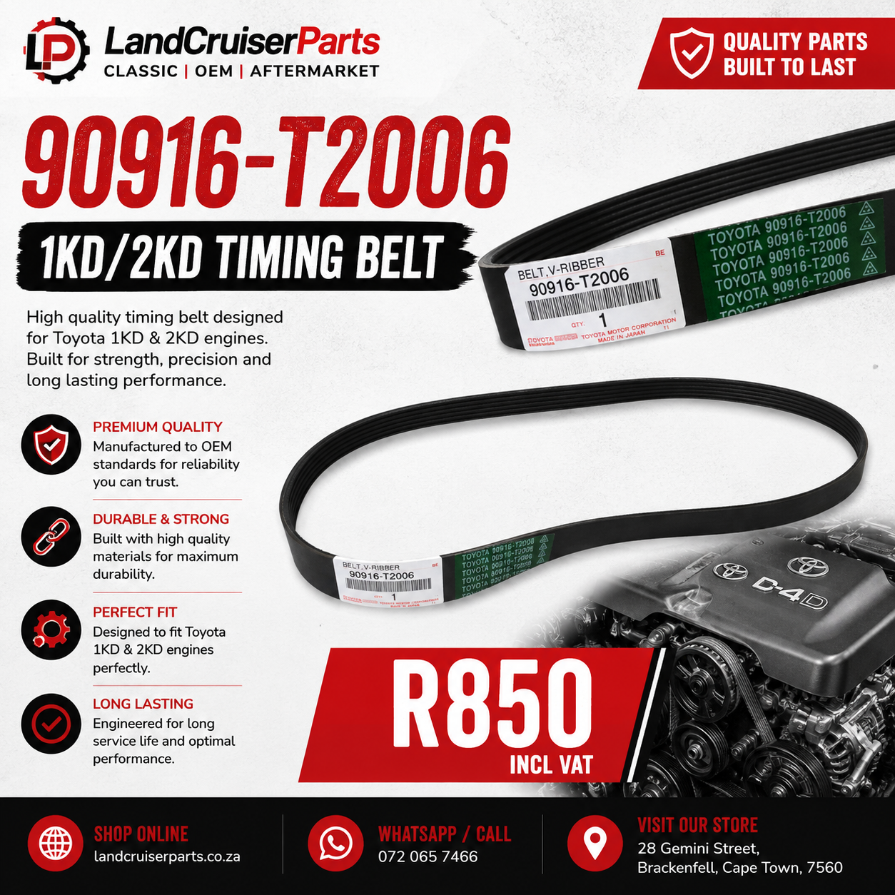 Toyota 1KD/2KD Timing Belt OEM