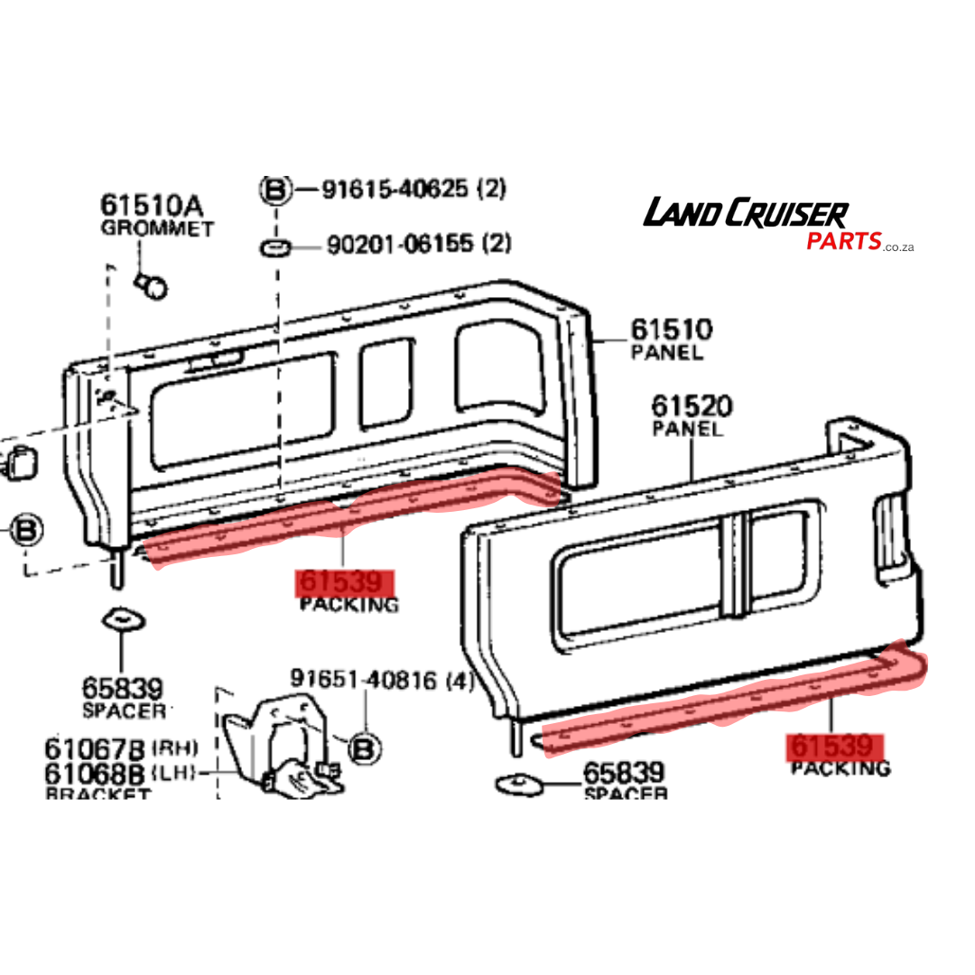 Toyota Land Cruiser FJ40 Rear Side Tub Rubber SET. – Land Cruiser Parts