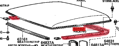 Toyota Land Cruiser FJ45 Roof Rubber Rear.