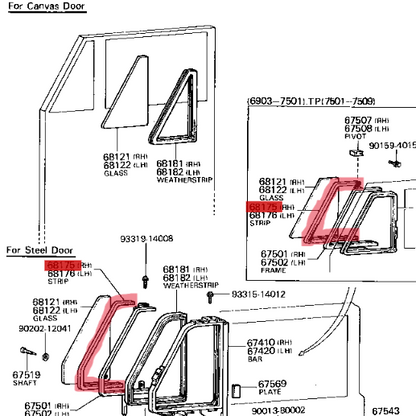 Toyota Land Cruiser FJ40 Inner Vent Rubber.