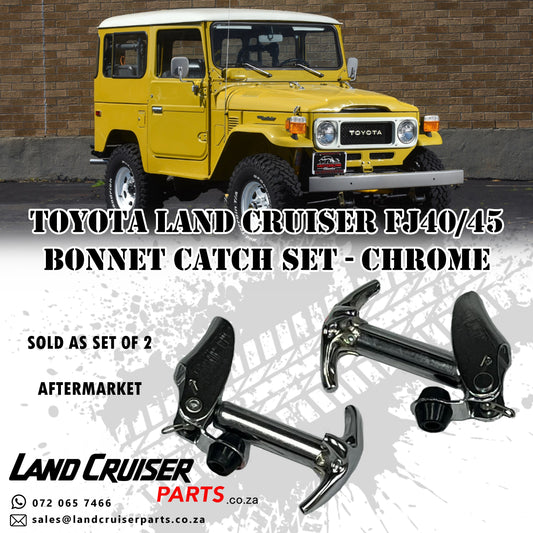 Toyota Land Cruiser 40/45 Bonnet Catch Set - Chrome