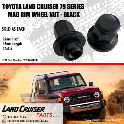 Toyota Land Cruiser 79 Series Mag Rim Wheel Nut Black Each