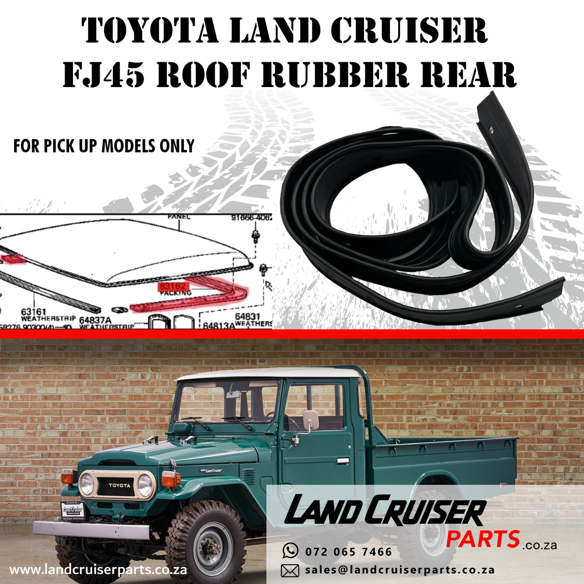 Toyota Land Cruiser FJ45 Roof Rubber Rear.