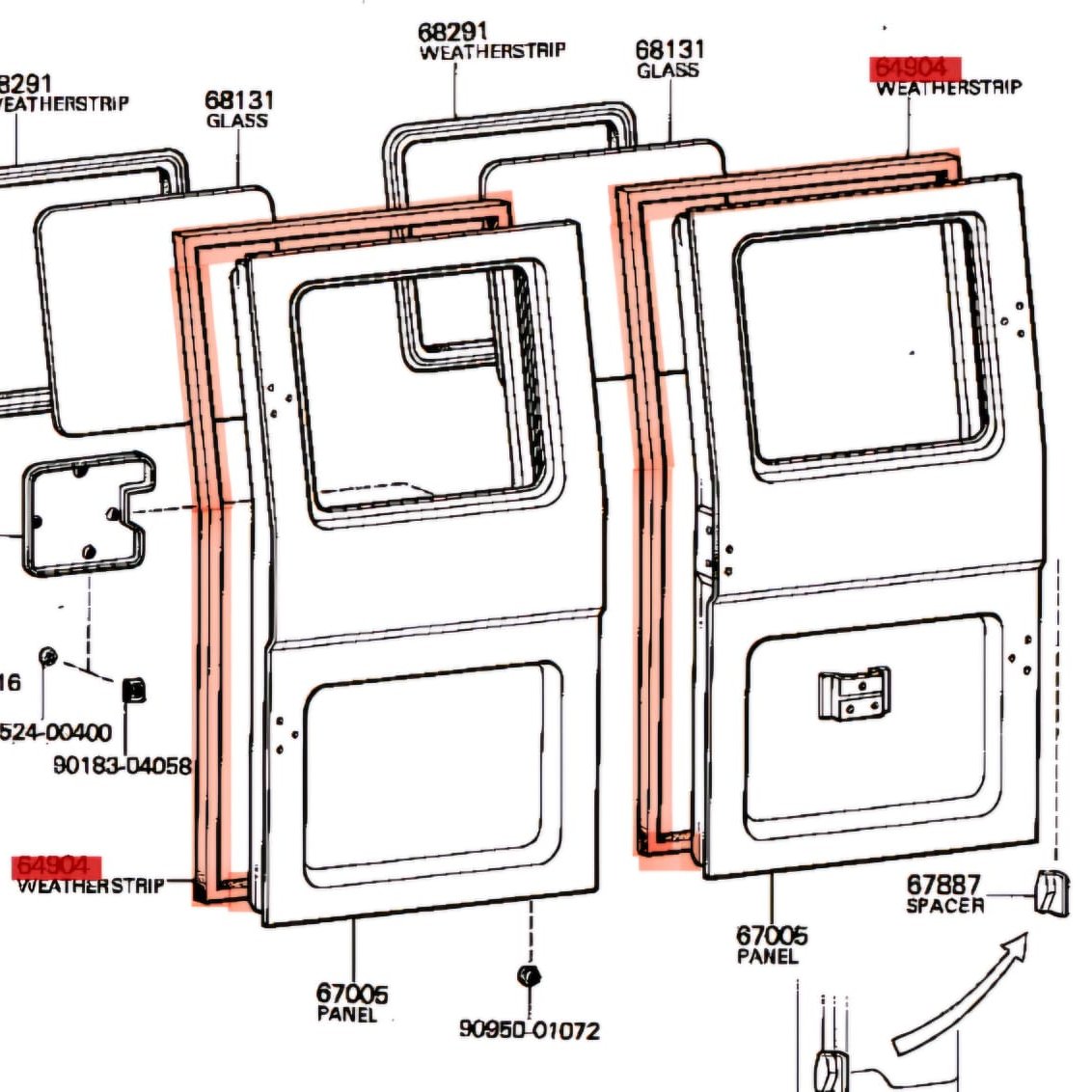 Toyota Land Cruiser FJ40 Tail Gate Door Rubber SET.